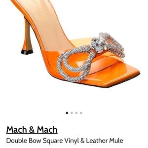 MACH & MACH Orange Rhinestone-Embellished Clear Strap Heels